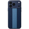 iPhone 13 / 14 / 15 / 16 / 17 Pro Max – Navy Blue Dual Texture Leather Case