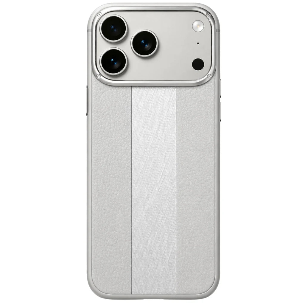 iPhone 13 / 14 / 15 / 16 / 17 Pro Max – Grey Dual Texture Leather Case