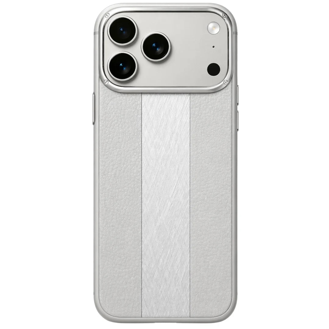 iPhone 13 / 14 / 15 / 16 / 17 Pro Max – Grey Dual Texture Leather Case