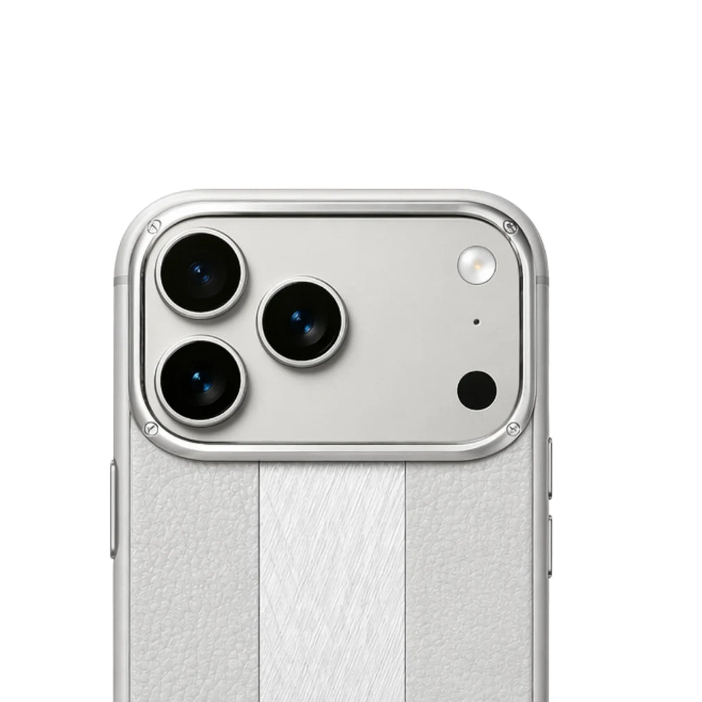 iPhone 13 / 14 / 15 / 16 / 17 Pro Max – Grey Dual Texture Leather Case