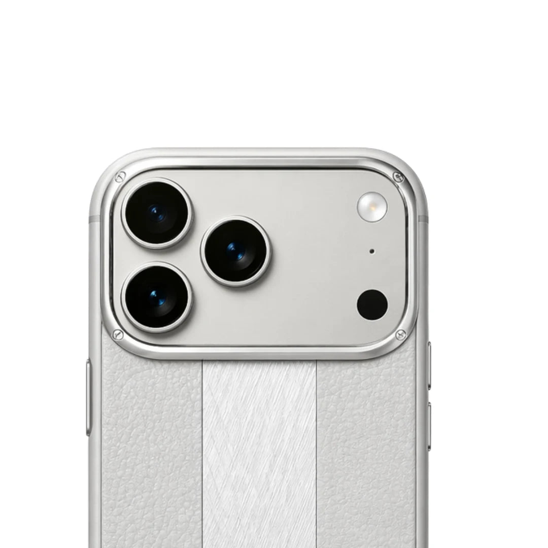 iPhone 13 / 14 / 15 / 16 / 17 Pro Max – Grey Dual Texture Leather Case