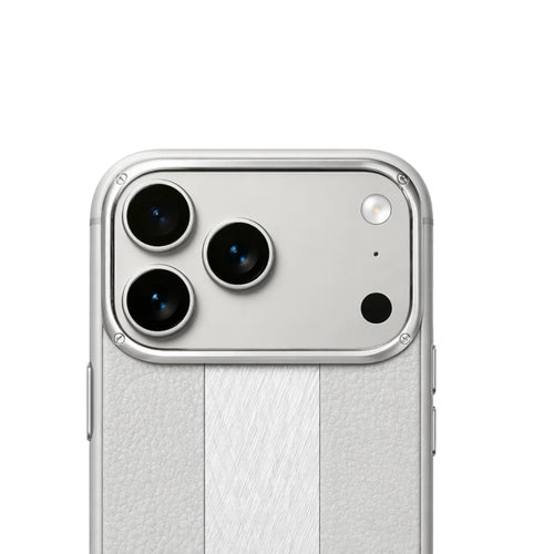 iPhone 13 / 14 / 15 / 16 / 17 Pro Max – Grey Dual Texture Leather Case