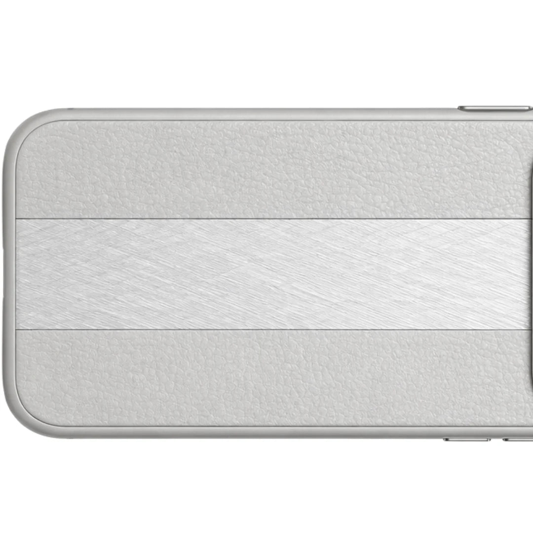 iPhone 13 / 14 / 15 / 16 / 17 Pro Max – Grey Dual Texture Leather Case