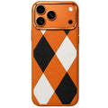 iPhone 17 Pro Max – Orange Diamond Pattern Leather Case