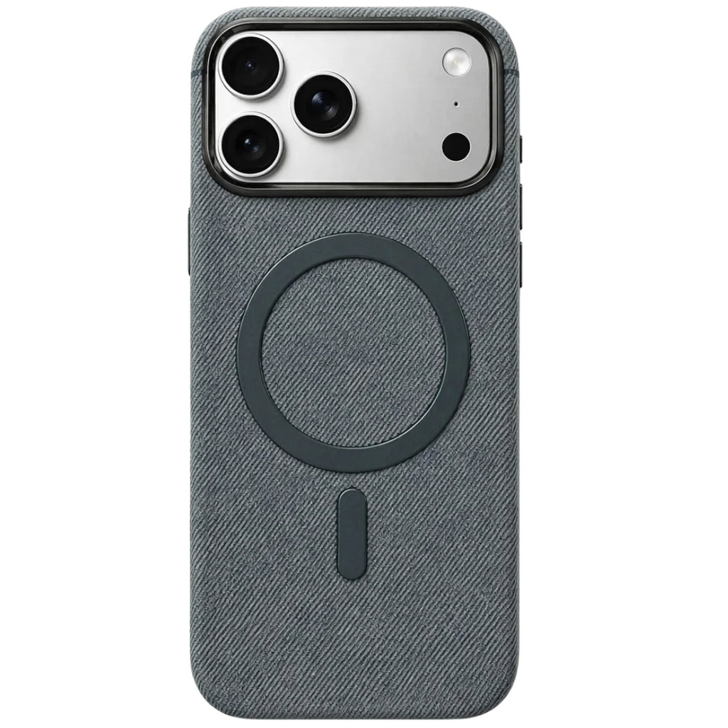 iPhone 13 / 14 / 15 / 16 / 17 Pro Max – Grey Fabric MagSafe Case