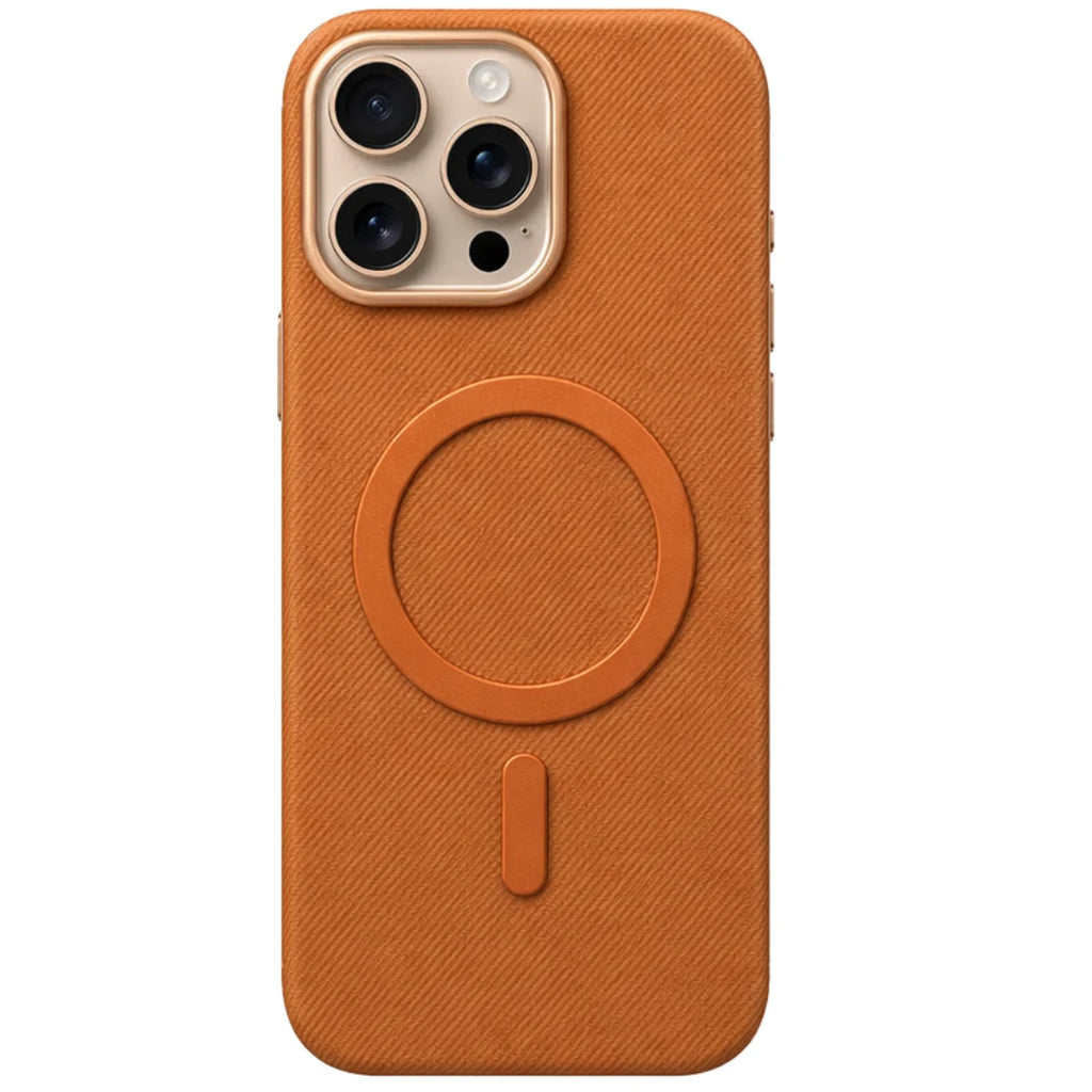 iPhone 13 / 14 / 15 / 16 / 17 Pro Max – Brown Fabric MagSafe Case