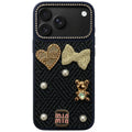 iPhone 17 Pro Max Luxury Rhinestone Tweed Charm Case