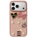 iPhone 17 Pro Max Luxury Rhinestone Tweed Charm Case