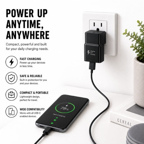 Android USB to Type-C Charger with Free Cable