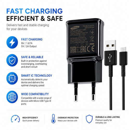 Android USB to Micro USB Charger with Free Cable