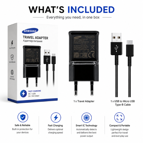 Android USB to Micro USB Charger with Free Cable