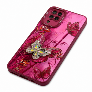 Samsung A12 Butterfly Crystal Kickstand Case – Luxury Shockproof Protective Back Cover | COMOCASES