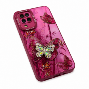 Samsung A12 Butterfly Crystal Kickstand Case – Luxury Shockproof Protective Back Cover | COMOCASES